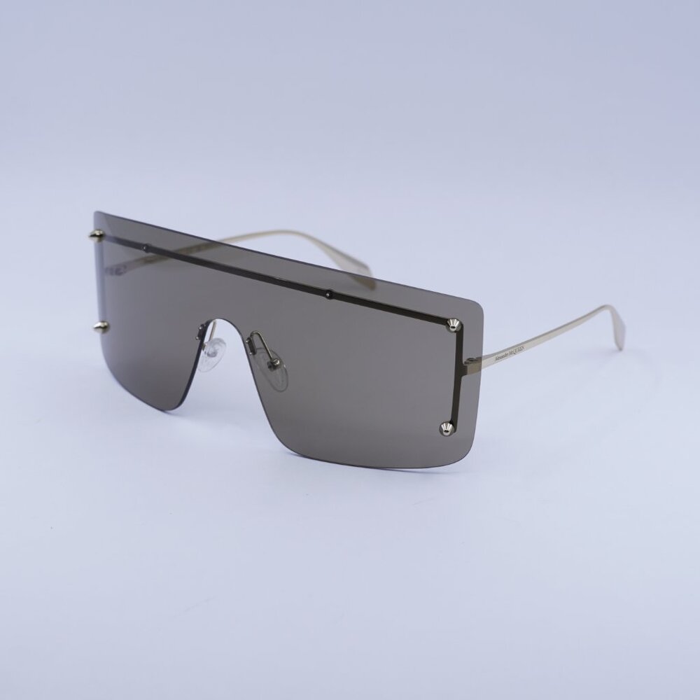 🕶️ New Alexander McQueen AM0412S 002 Sunglasses - Gold Frame, Brown Lenses - Picture 5 of 10